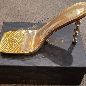 Clear and Gold Azalea Wang Shoes